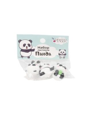 Набор ластиков "Панда", 3 шт, 2,5*1,7 см