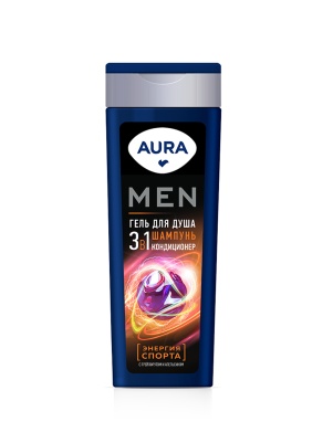 Гель для душа 3в1 Энергия Спорта AURA Men 380мл