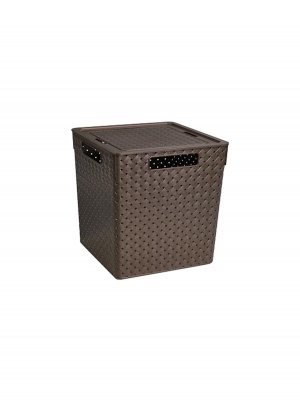 Коробка для хранения квадратная "Береста" с крышкой 23л 294х294х301 (венге)