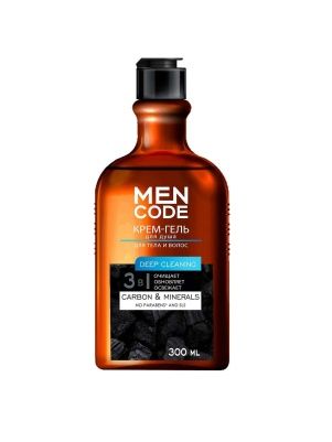 MEN CODE Крем-гель для душа DEEP CLEANING с экстрактами угля и минералов флакон/флиптоп 300мл