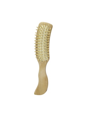 Расческа массажная деревянная прямоугольная, ручка волна, деревянные зубья, 21см