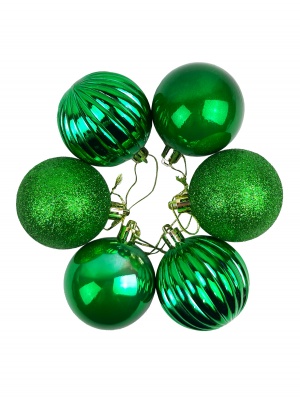 Набор шаров елочных "Микс дизайнов", 6 шт, d=6 см, зеленые