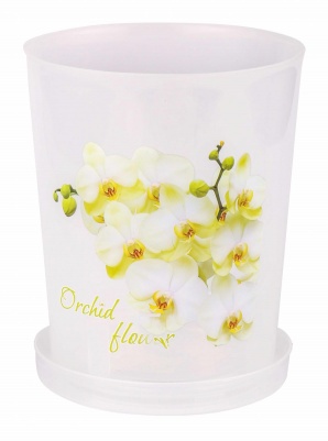 Горшок для орхидеи 1,2л с поддоном, пластик, прозрачный, М1603