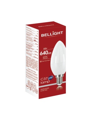 Лампа светодиодная BELLIGHT LED Свеча C37 8W 220V E14 4000K