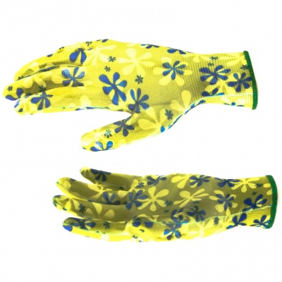 Перчатки садовые из полиэстера с нитрильным обливом, зеленые, M// Palisad, арт. 67742