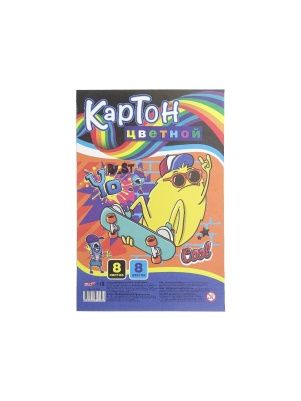Картон цветной "Profit" КЛЕВЫЙ МОНСТРИК А4, 8л, 8цв
