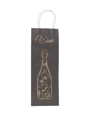 Пакет подарочный для вина из крафтовой бумаги "Звон бокалов", 35*12,5*8,5 см