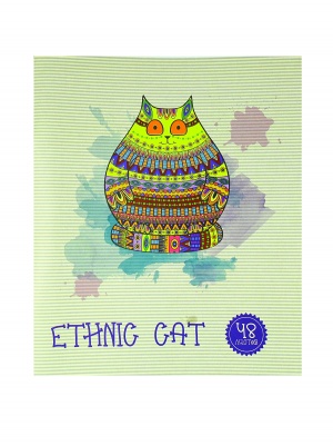 Тетрадь для записей "Ethnic Cat" клетка, 48л.