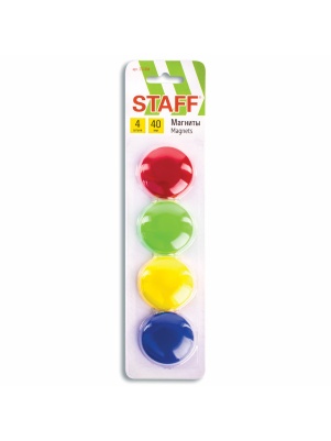 Магниты "STAFF" BASIC, 4шт, 40мм