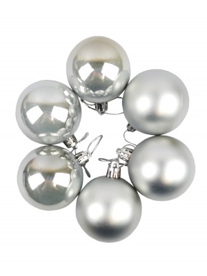 Набор шаров елочных "Микс дизайнов", 6 шт, d=6 см, серебристые