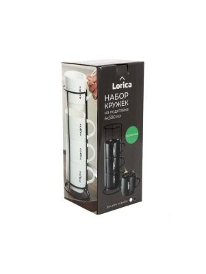 Набор кружек на подставке "Black&white", 300 мл, 4 шт