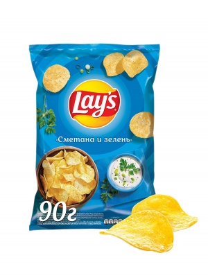 "ЛЭЙЗ" 90г чипсы со вкусом сметаны и зелени *дисплей