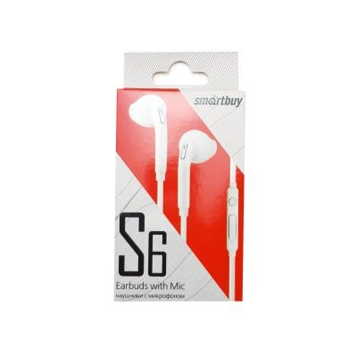 Внутриканальная гарнитура Smartbuy S6, белая, коробка (SBH-202K) 