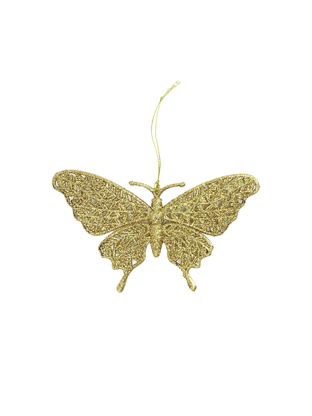 Новогоднее подвесное елочное украшение Бабочка золотая 16,7х10х0,2см